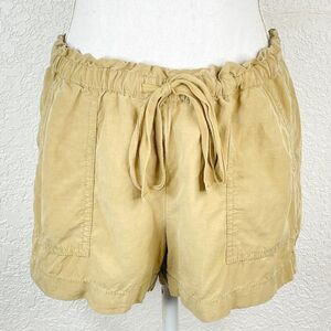 Loft Tan Linen Drawstring Elastic Waist Shorts with Pockets Size Small